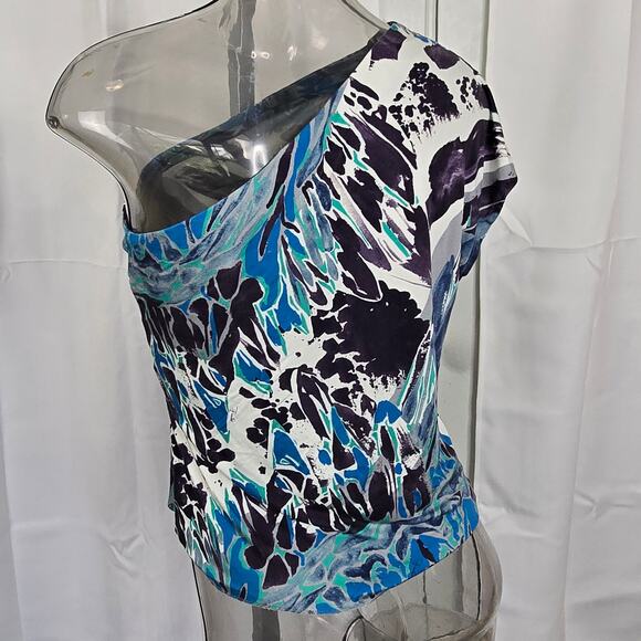 Silk One Shoulder Upcycled Halter Top US6 Needs Hem Repair - Picture 4 of 16